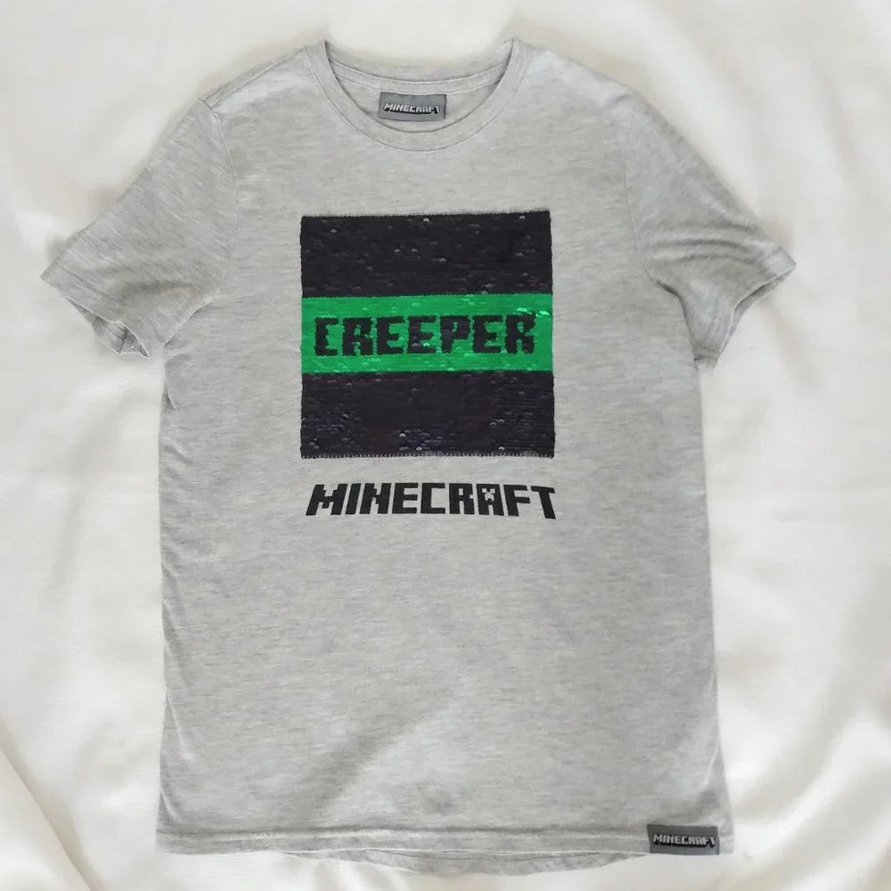 Minecraft creeper two way sequin Tee kids EUC - Picture 3 of 3